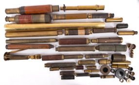 A collection of 19th Century and later brass telescopes.