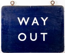A 20th Century enamel sign 'Way Out'.
