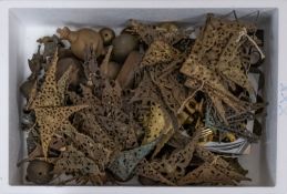 Longcase clock dial spandrels including twenty-four sets of cast-brass dial corner spandrels of