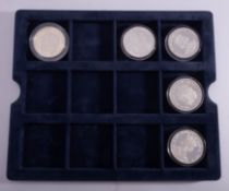 Five Australian Kookaburra silver 1oz 999 silver coins. With others.
