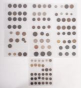 Seven sheets of coins including George III Pennies and Halfpennies,