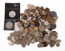 A mixed collection of world coins, including USA coins,