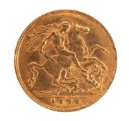 A 1909 Half sovereign.