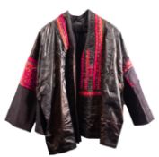 A late 19th/early 20th century Chinese Hanfu or Miao costume, comprising embroidered silk hat,