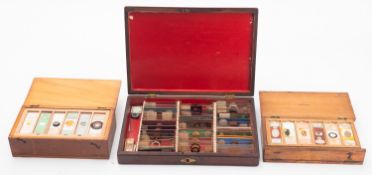 A collection of various microscope slides.