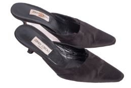 Jimmy Choo. A pair of black satin jimmy choo mule kitten heels, size 40 1/2.