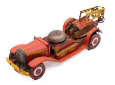 Mettoy or similar - A tinplate clockwork fire engine,