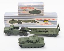 A Dinky diecast Centurian Tank and Tank Transporter. The Tank no.