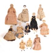Eleven 19th Century and later porcelain dolls.