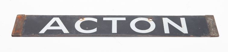 A 20th century double sided enamel railway sign 'Acton/Hounslow'.
