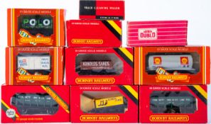 Ten Hornby OO/HO goods wagons.
