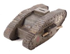 A WWI scratch built Mk IV tank collection box.