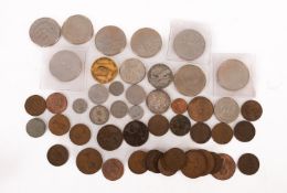 Collection of coins, including £5 coins.