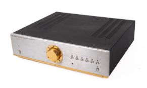 A musical fidelity A300 dual mono integrated amplifier.