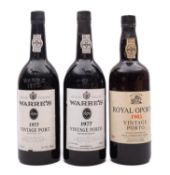 Two bottles of Warres 1977 vintage port.