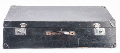 An early 20th Century car travel case, of rectangular form with sloped front,
