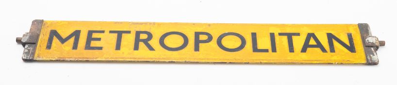 A 20th Century double sided London Underground locomotive sign 'Metropolitan/District'.