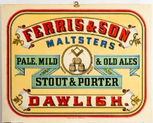 A pair of early 20th century painted and varnished advertising panels for 