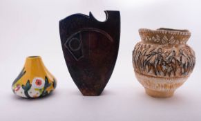 Three pieces of studio pottery,