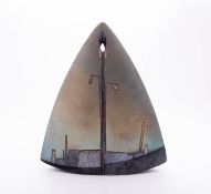 Emili Biarnes Raber [b 1956] a porcelain 'yacht' vase with incised decoration under metallic