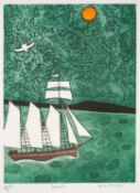* Julian Trevelyan (British, 1910 - 1988) - 'Schooner' - Etching with aquatint - 75.
