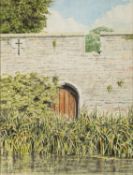 Edward Dowden (British, b.1950) - Small gate in the wall of the Bishop's Palace, Wells, Somerset