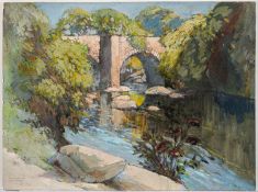 Wills, F, (British) - 'A View Nr Hannaford, Dartmoor' - Oil on board - 34 x 45.