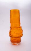 A Whitefriars hoop vase in tangerine, after a design by Geoffrey Baxter, 29cm high.