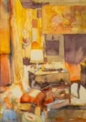 * Peter Kelly (British 1931-2019) - Tapestry Saloon - Watercolour - 49 x 33cm,