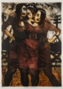 Corina Button (British, b.1960) - 'On the Pull II' - Collograph with etching