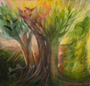 Ardyn Griffin (British, Contemporary) - 'See in the Dark Dogs' - Acrylic on board - 20 x 20.
