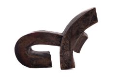 A bronze abstract form, later 20th century; modelled as looping,