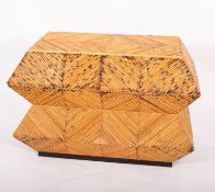 A bamboo clad chest of drawers,
