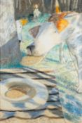 *Oliver Canti (British 20th Century) - 'Taking the Biscuit' - Oil pastel on board - 87 x 59cm,