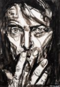 Katarzyna Grygier (Polish, b.1990) - Portrait of David Bowie - Oil on canvas - 69 x 48.5cm, 83 x 62.