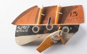 *John Maltby [1936-2020] a wood and mixed media model of the ship Alfred Wallis,15.5cm long,