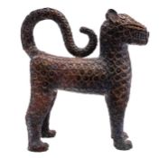A Nigerian bronze stylised model of a leopard, modern; portrayed standing four-square,