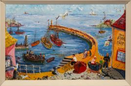 P McClure (British, 20th Century) - Cornish harbours - A pair of oils on board - Each 31 x 49cm,