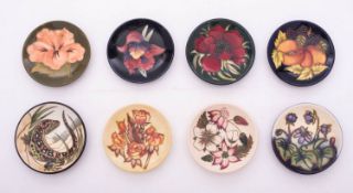 Eight Moorcroft circular coasters comprising Sand Lizard after a design by Vicky Lovatt,