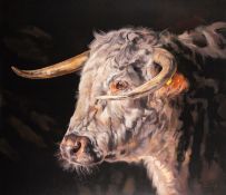 Debbie Boone (British, Contemporary) - British Longhorn - Print on canvas (unframed)