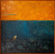 Anonymous (Contemporary) - Coastal view above the waterline with fossils shown below