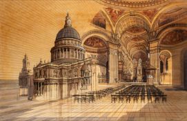 * Peter J Carter (British, 1920-1979) - The exterior and interior of Saint Paul's Cathedral