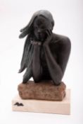 Andres Peralta (Spanish, active late 20th century), a patinated metal bust of a maiden,