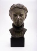 Alois Sopr (Czech, 1913-1993); a painted plaster bust of a maiden; portrayed looking straight ahead,