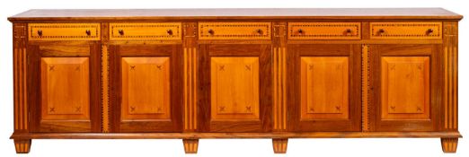 Pierre Cronje Fine Furniture, Cape Town, a substantial hardwood and parquetry worked sideboard,