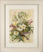Joan Phillips (British, Contemporary) Still life of roses - Watercolour - 49 x 39cm, 74.5 x 64.