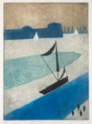*Julian Trevelyan RA (British, 1910-1988) - Thames Barge - Etching with aquatint in colour