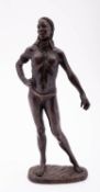 A patinated bronze model of an African girl,