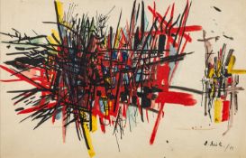 Ed Smith (American, 1923-1988) - Abstract composition with lines - Mixed media on paper