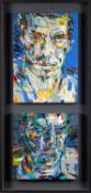 Belard (French Contemporary) - 'Nieme Tentative' - Two oils on canvas framed as one - 33 x 24cm and